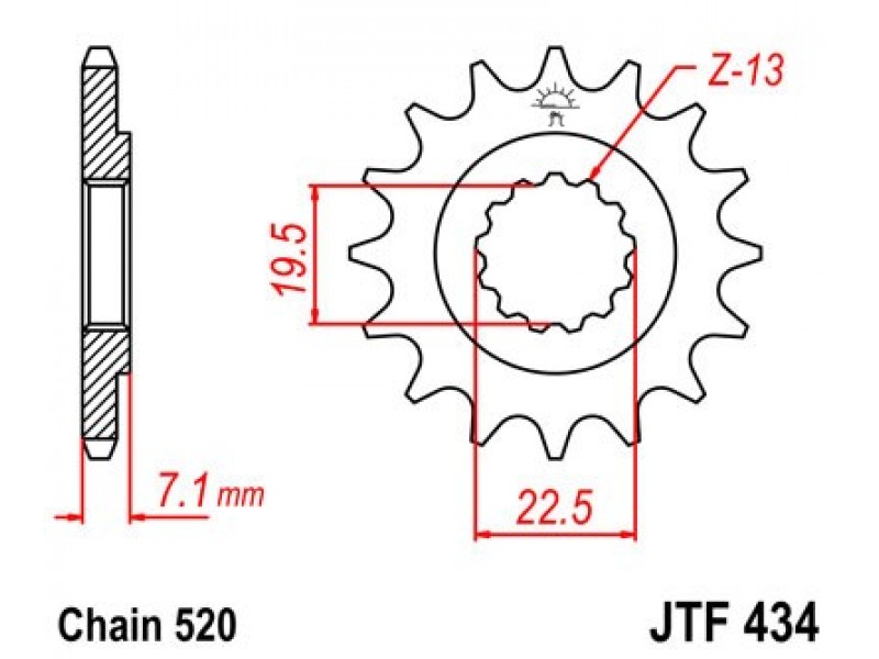 Pinion fata JT JTF 434-13 13T, 520 Pinion fata JT JTF 434-13 13T, 520