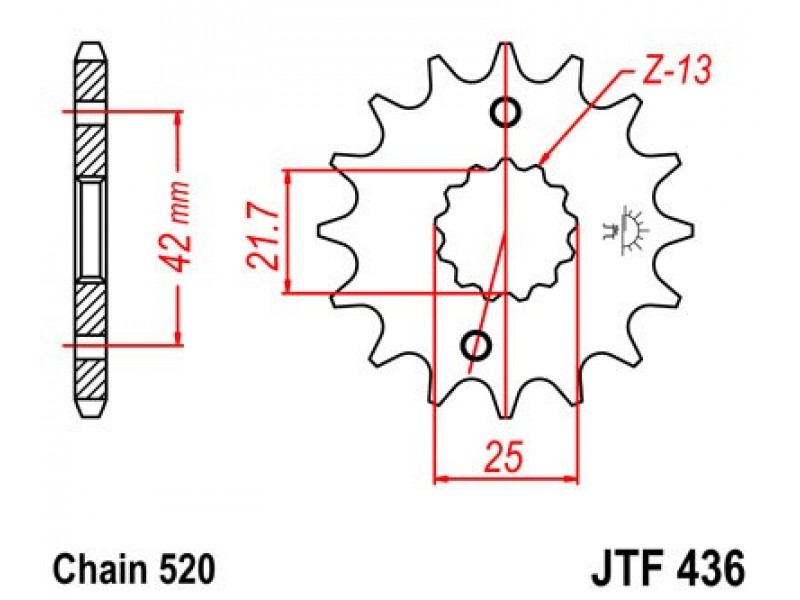 Pinion fata JT JTF 436-13 13T, 520