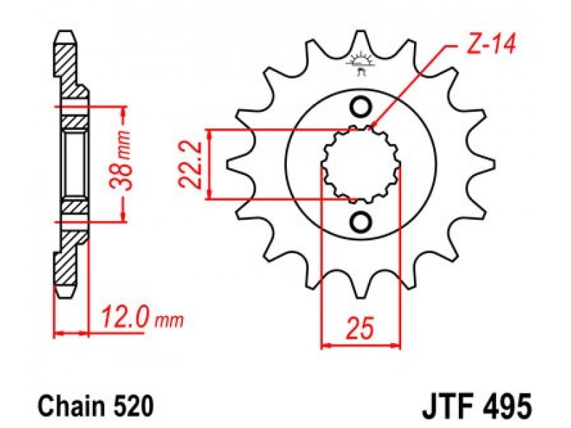 Pinion fata JT JTF 495-15 15T, 520 Pinion fata JT JTF 495-15 15T, 520