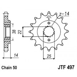 Pinion fata JT JTF 497-15 15T, 530 Pinion fata JT JTF 497-15 15T, 530