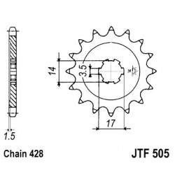 Pinion fata JT JTF 505-14 14T, 428 Pinion fata JT JTF 505-14 14T, 428