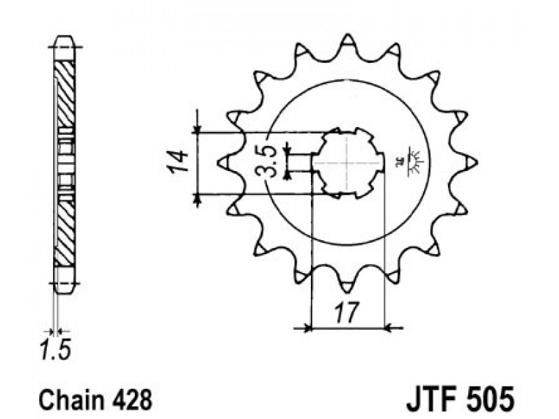 Pinion fata JT JTF 505-14 14T, 428