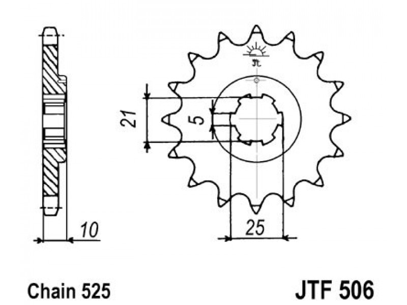 Pinion fata JT JTF 506-14 14T, 525 Pinion fata JT JTF 506-14 14T, 525