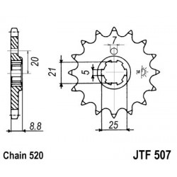 Pinion fata JT JTF 507-14 14T, 520 Pinion fata JT JTF 507-14 14T, 520