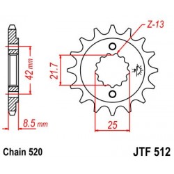 Pinion fata JT JTF 512-14 14T, 520 Pinion fata JT JTF 512-14 14T, 520