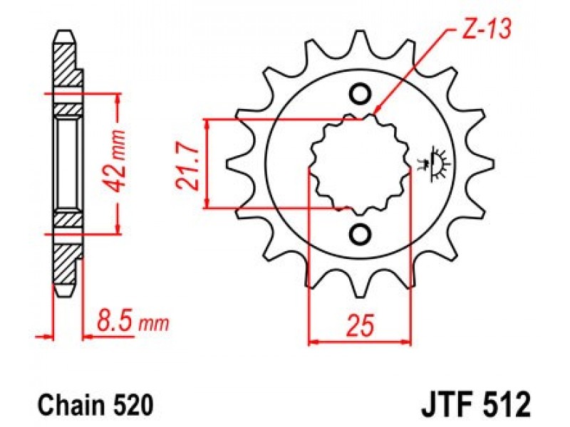 Pinion fata JT JTF 512-14 14T, 520