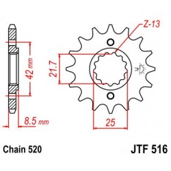 Pinion fata JT JTF 516-13 13T, 520 Pinion fata JT JTF 516-13 13T, 520