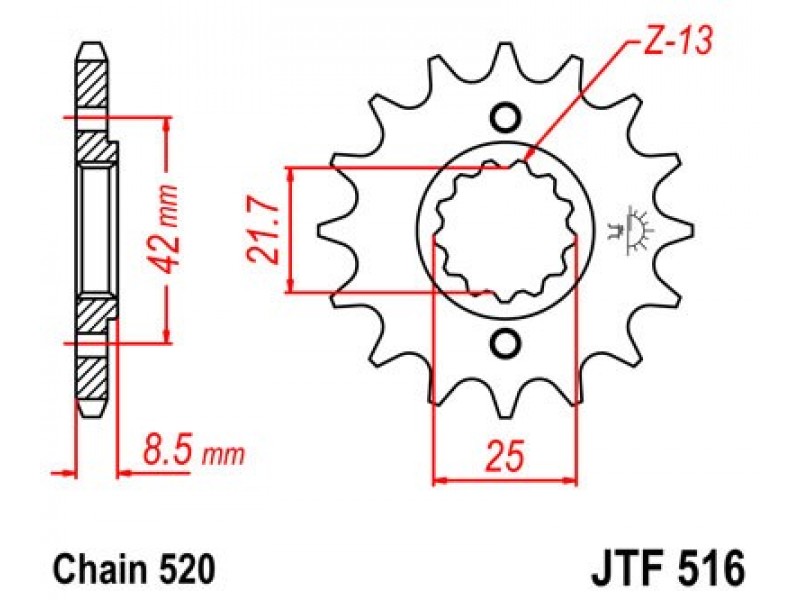 Pinion fata JT JTF 516-13 13T, 520 Pinion fata JT JTF 516-13 13T, 520