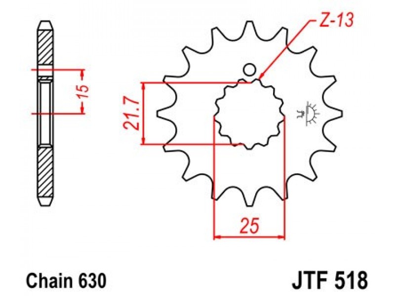 Pinion fata JT JTF 518-14 14T, 630 Pinion fata JT JTF 518-14 14T, 630