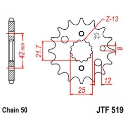 Pinion fata JT JTF 519-16 16T, 530 Pinion fata JT JTF 519-16 16T, 530