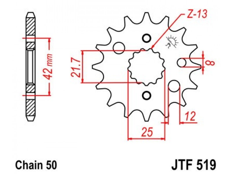 Pinion fata JT JTF 519-16 16T, 530 Pinion fata JT JTF 519-16 16T, 530