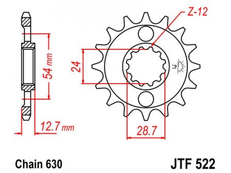 Pinion fata JT JTF 522-14 14T, 630 Pinion fata JT JTF 522-14 14T, 630