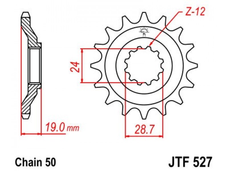 Pinion fata JT JTF 527-17 17T, 530 Pinion fata JT JTF 527-17 17T, 530