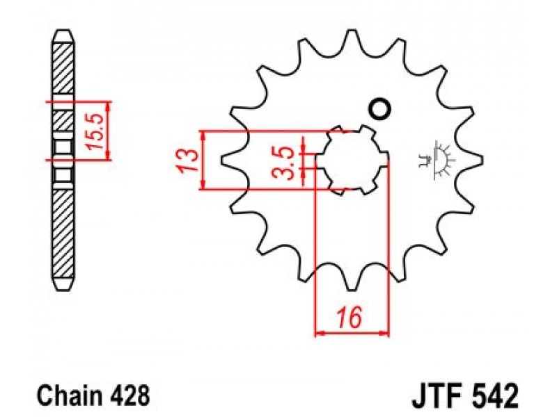 Pinion fata JT JTF 542-15 15T, 428 Pinion fata JT JTF 542-15 15T, 428