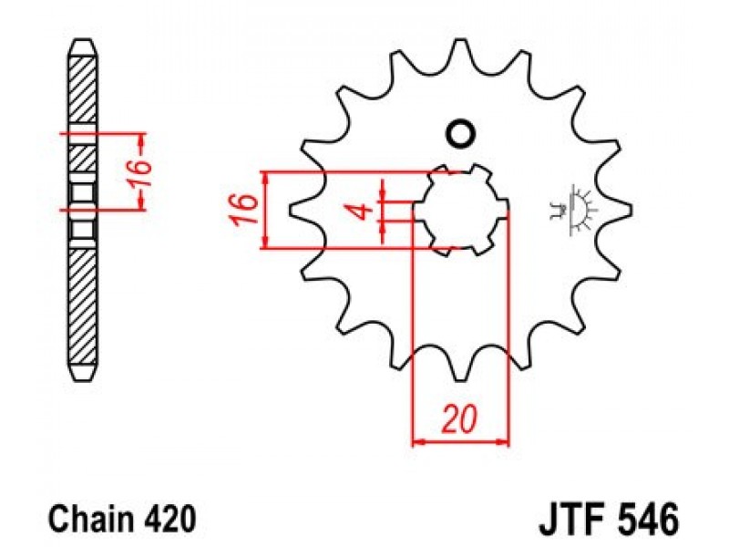 Pinion fata JT JTF 546-16 16T, 420 Pinion fata JT JTF 546-16 16T, 420