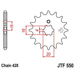 Pinion fata JT JTF 550-16 16T, 428 Pinion fata JT JTF 550-16 16T, 428