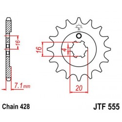 Pinion fata JT JTF 555-15 15T, 428 Pinion fata JT JTF 555-15 15T, 428