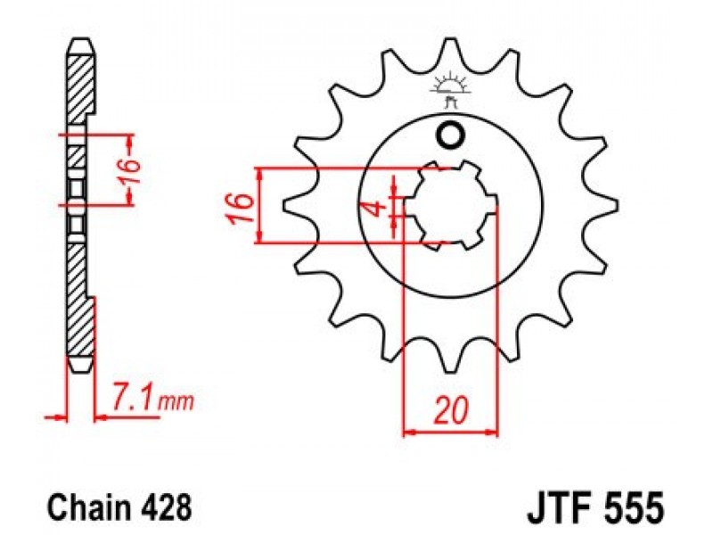 Pinion fata JT JTF 555-15 15T, 428 Pinion fata JT JTF 555-15 15T, 428