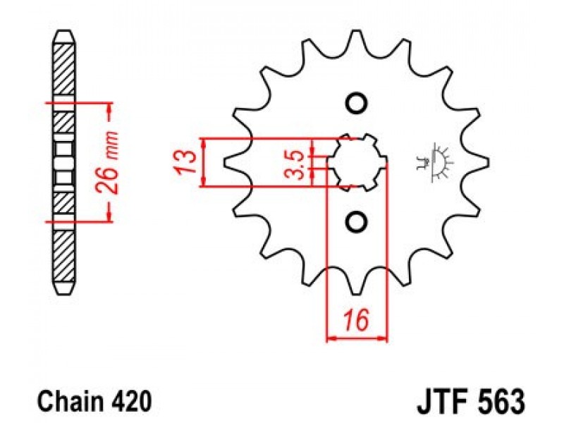 Pinion fata JT JTF 563-16 16T, 420 Pinion fata JT JTF 563-16 16T, 420