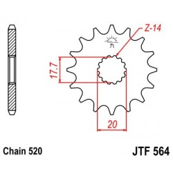 Pinion fata JT JTF 564-14 14T, 520 Pinion fata JT JTF 564-14 14T, 520