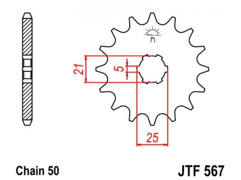 Pinion fata JT JTF 567-16 16T, 530 Pinion fata JT JTF 567-16 16T, 530