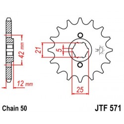 Pinion fata JT JTF 571-15 15T, 530 Pinion fata JT JTF 571-15 15T, 530