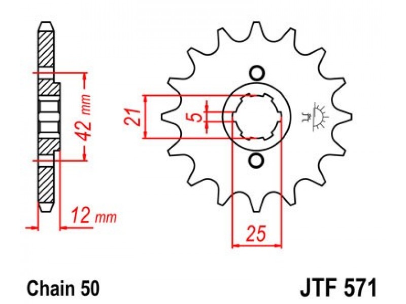 Pinion fata JT JTF 571-15 15T, 530