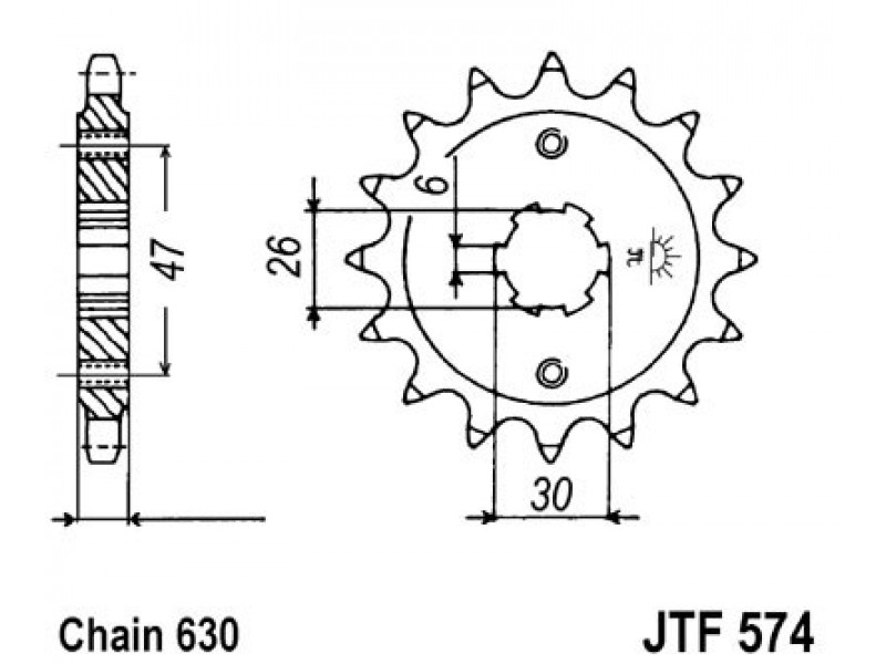 Pinion fata JT JTF 574-16 16T, 630 Pinion fata JT JTF 574-16 16T, 630