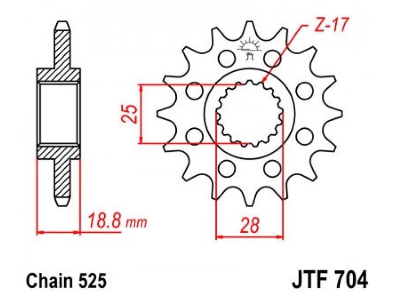 Pinion fata JT JTF 704-15 15T, 525 Pinion fata JT JTF 704-15 15T, 525