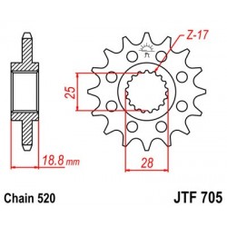 Pinion fata JT JTF 705-15 15T, 520 Pinion fata JT JTF 705-15 15T, 520