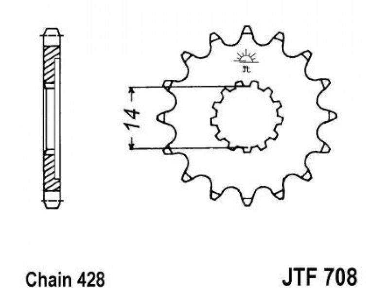 Pinion fata JT JTF 708-13 13T, 428 Pinion fata JT JTF 708-13 13T, 428