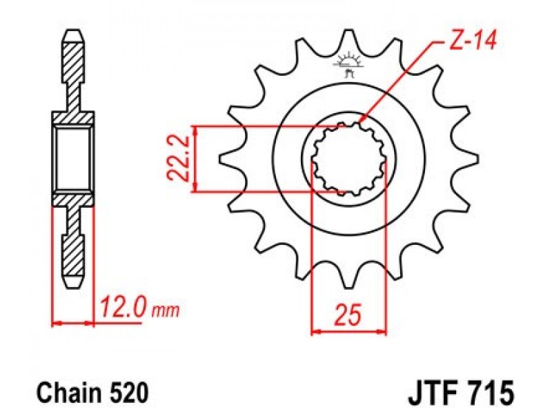Pinion fata JT JTF 715-12 12T, 520