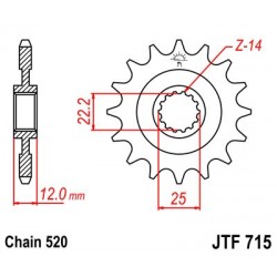 Pinion fata JT JTF 715-13 13T, 520 Pinion fata JT JTF 715-13 13T, 520