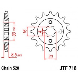 Pinion fata JT JTF 718-13 13T, 520 Pinion fata JT JTF 718-13 13T, 520