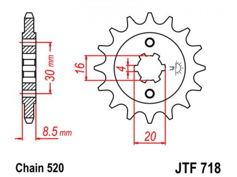Pinion fata JT JTF 718-13 13T, 520 Pinion fata JT JTF 718-13 13T, 520