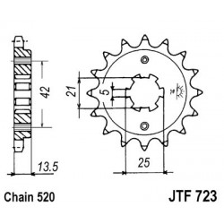 Pinion fata JT JTF 723-14 14T, 520 Pinion fata JT JTF 723-14 14T, 520