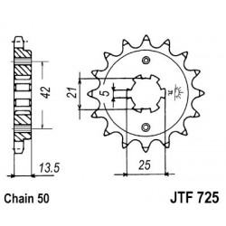 Pinion fata JT JTF 725-14 14T, 530 Pinion fata JT JTF 725-14 14T, 530