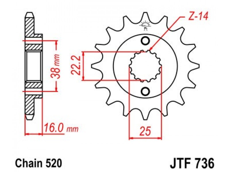 Pinion fata JT JTF 736-13 13T, 520