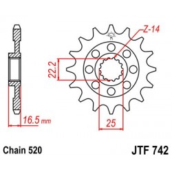 Pinion fata JT JTF 742-15 15T, 520 Pinion fata JT JTF 742-15 15T, 520