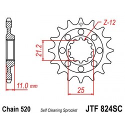 Pinion fata JT JTF 824-14SC 14T, 520 Self Cleaning Lightweight Pinion fata JT JTF 824-14SC 14T, 520 Self Cleaning Lightweight