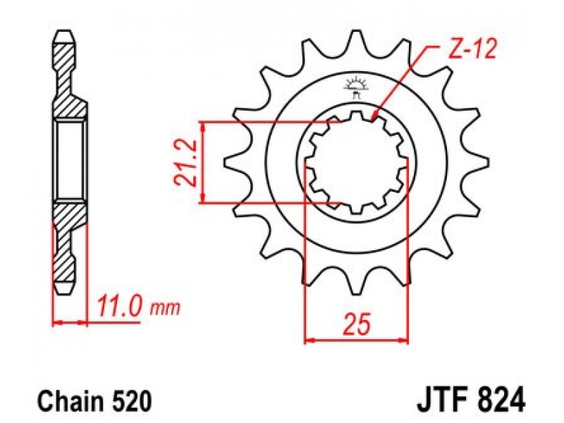 Pinion fata JT JTF 824-16 16T, 520