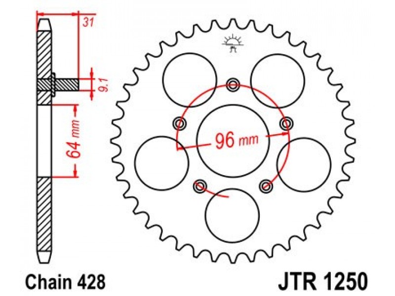 Foaie spate JT JTR 1250-56 56T, 428