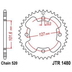 Foaie spate JT JTR 1480-38 38T, 520 Foaie spate JT JTR 1480-38 38T, 520