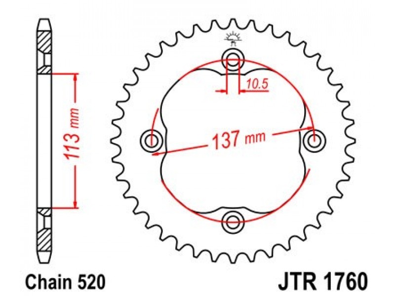Foaie spate JT JTR 1760-37 37T, 520 Foaie spate JT JTR 1760-37 37T, 520