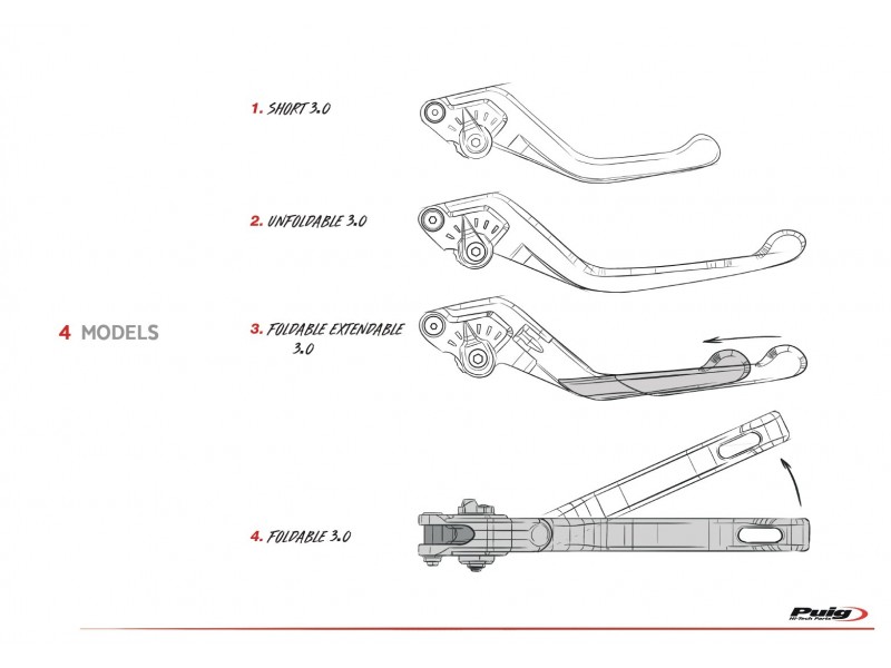 Clutch lever without adapter PUIG 3.0 230NP standard black/silver