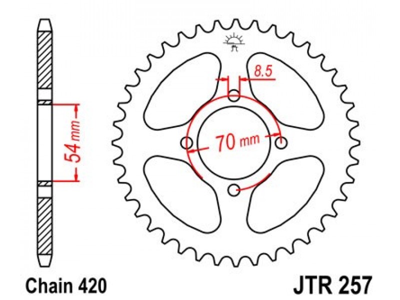 Foaie spate JT JTR 257-34 34T, 420 Foaie spate JT JTR 257-34 34T, 420