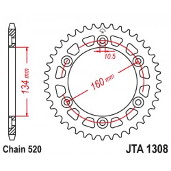 Foaie spate ALU JT JTA 1308-44BLK 44T, 420 Negru Foaie spate ALU JT JTA 1308-44BLK 44T, 420 Negru