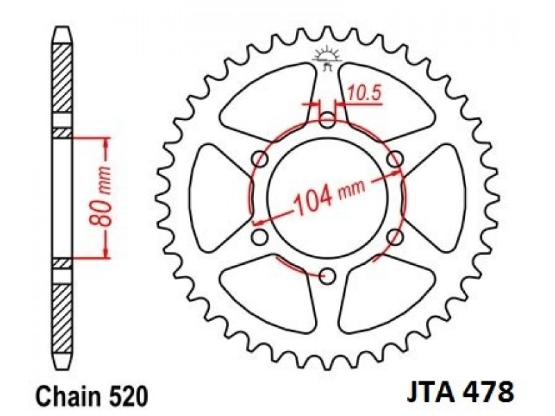 Foaie spate ALU JT JTA 478-40BLK 40T, 520 Negru