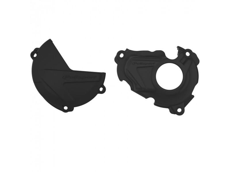 Clutch and ignition cover protector kit POLISPORT 90943 Negru
