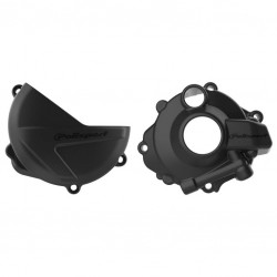 Clutch and ignition cover protector kit POLISPORT 90957 Negru
